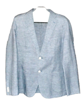 Uniqlo Men&#39;s Light Blue Plaid Two Buttons Cotton Linen Jacket Blazer Siz... - £48.17 GBP