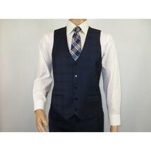Men Suit BERLUSCONI Turkey 100% Italian Wool Super 180's 3pc Vested #Ber24 Navy image 8