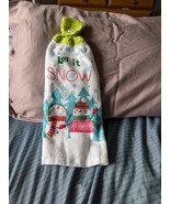 Let It Snow Crocheted Top Kitchen Towel Snowmen Themed - $165.04 MXN