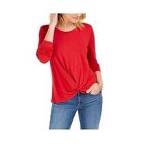 Style &amp; Co Womens L Red Polish Scoop Neck Long Sleeve Top NWT DE88 - $21.55