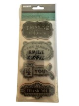 TPC Studios Rubber Cling Stamps Vintage Greetings You Make Me Smile Thinking of - £6.25 GBP