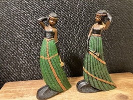 Pair of beautiful African Princess Resin Figurines 4.5&quot; - £7.10 GBP