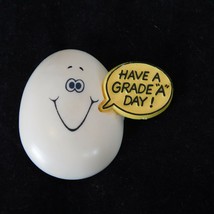 Hallmark Have a Grade A Day Smiley Face Egg Brooch Pin Chicken Farmer Vintage - $5.95