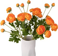 Artificial Silk Flowers Persian Ranunculus(Asian Buttercup 5, Orange - £33.62 GBP