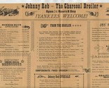 Johnny Reb The Charcoal Broiler Menu Yankees Welcome 1950&#39;s - £22.10 GBP