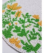 Secret Celebrity 15&quot; Round Beaded Placemat Decor Yellow Flowers Green Wh... - $39.99