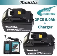 1 Charger And 2 Batteries Makita 6Ah 18V Lithium Battery BL1840 BL1850 B... - $117.76