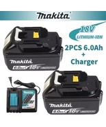 1 Charger And 2 Batteries Makita 6Ah 18V Lithium Battery BL1840 BL1850 B... - $117.76