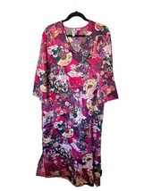 NATORI Cruz Womens Caftan Kaftan Long Mumu Maxi Asian Print V-Neck Kimono Sz S - £45.37 GBP