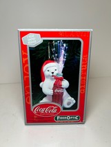 Coca Cola Fiber Optic Polar Bear Multi Glow Ornament 2002 1st Edition x70 - $169.43 MXN