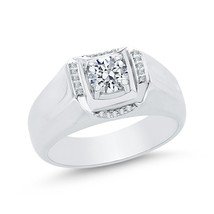 14K White Gold Over 1.35Ct Round Cz Solitaire Men&#39;s Wedding Ring Size 9.5 Gift - £70.57 GBP