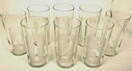 Vintage Bar Glasses Highball Tall Frosted Number ed Set 8 Mid Century Barware - $85.00