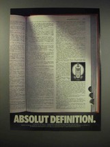 1990 Absolut Vodka Ad - Absolut Definition - $18.49