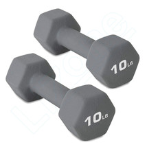 New 10 lb (Pair) Lizone Hex Rubber Coated Dumbbells Set Total 20 lbs fre... - $70.99