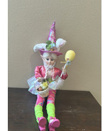 Cynthia Rowley Easter Elf Fairy Doll 16&quot; Shelf Sitter Holding Flowers &amp; Egg - £33.80 GBP