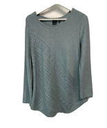 Rafaella Sweater Tunic Top Blue Knit Round Neck Long Sleeve L - $23.73