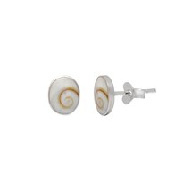 925 Sterling Silver Oval Shiva Eye Shell Stud Earrings - £10.97 GBP