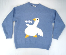 Aelfric Eden Sweater Adult XL Blue Duck Wow Crewneck Knit Pullover Cute - $23.70