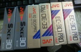6 JVC Compact VHS 30 minute Factory Sealed Tapes EC-30 Pro &amp; SE-C30 - $18.49