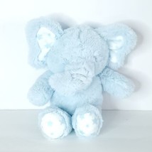 Blue Elephant White Stars Ears Paws Plush Security Lovey Stuffed Animal 9&quot; - £14.01 GBP