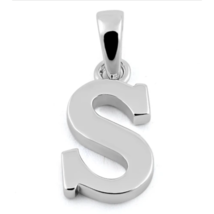 Block Letter Initial S Pendant Necklace Solid 925 Sterling Silver - £13.42 GBP