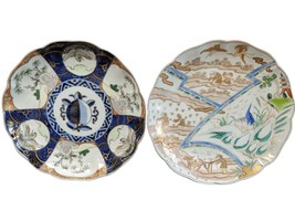c1870 Antique Japanese Plates Kutani &amp; Imari 9.5&quot; (2) - £154.12 GBP