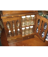 Spice Rack-Wood-Drawers-12 Jars-Vintage-1970&#39;s - £16.78 GBP