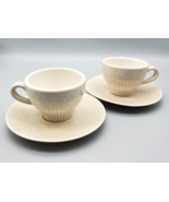 Red Wing Pottery Cups and Saucers Pair Beige Speckled EUC Stamped on Bot... - £14.15 GBP