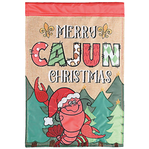 Crawfish Merry Cajun Christmas Double Appliqué Garden Flag - $21.95