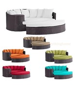 Outdoor Patio Brown Rattan Round Day Bed Lounge Sofa UV Resist. Syntheti... - $719.95+