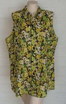 Coldwater Creek 2X Yellow Colorful Flower Field Print Sleeveless Cotton Shirt - £11.02 GBP