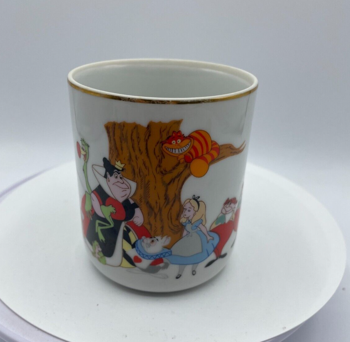 Primary image for Vintage Walt Disney Productions Alice in Wonderland Gold Trim Coffee Mug Japan