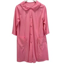 Vintage Shadowline 3/4 Sleeve Button Robe Bright Pink Size M Lace Detail Pockets - £27.28 GBP