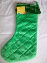 Green Sequin Cuff Quilted Christmas Stocking Holiday - £14.93 GBP