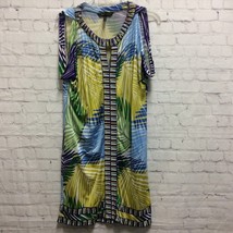 BCBGMAXAZRIA Womens Shift Dress Blue Yellow Floral Stretch Cruise Sleeve... - $12.51