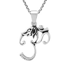 Rare Ganesh Elephant God Aum-Om .925 Silver Pendant Necklace - £16.23 GBP