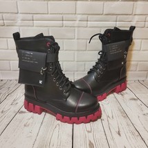 Koi Footwear Goth Emo Rave Banshee Black Purple Combat Boots Size 7 - £63.21 GBP