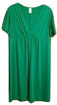 Avon Womens XL V Neck Dress Green Knee Length Dolman Flutter Sleeves Pullover - £15.63 GBP
