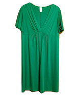 Avon Womens XL V Neck Dress Green Knee Length Dolman Flutter Sleeves Pul... - £15.56 GBP