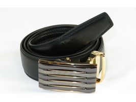 Mens VALENTINI Leather Belt Automatic Adjustable Removable Buckle RT016 Black image 2