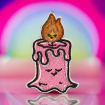 Pink Wax Candle Flame Cartoon Clothing Iron On Patch Decal Embroidery - £5.51 GBP