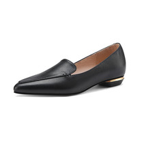 Ins Concise Designer Loafers Genuine Leather Pointed Toe Shoes Pumps Woman Heels - £81.25 GBP