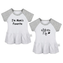 Pack of 2, I&#39;m Mom&#39;s Favorite &amp;Mom Life Dresses Infant Baby Girls Princess Dress - £18.30 GBP