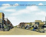 Corner of 12th &amp; Broadway Red Lodge Montana Linen Flash&#39;s Studio Postcard - $11.88