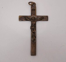Religioso Jesús Cruz Crucifijo Latón con Colgante - £30.98 GBP