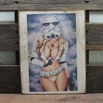 11&quot; STAR WARS Sexy Stormtrooper wood sign pop ART Wood Vtg style Sign - £19.85 GBP