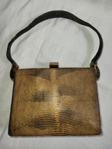 Sophisticated 1950&#39;s Mid-Century Snakeskin Box Style Purse Handbag Vintage - £26.14 GBP
