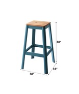 Jacotte Bar Stool, Natural &amp; Teal Finish - €97,80 EUR