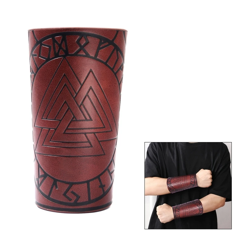 Sporting Unique Gauntlet Wristband PU Leather Medieval Vambrace Arm Guards Arche - £23.52 GBP