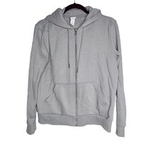 H&amp;M Basics Men Women Size Small Gray Cotton Blend Full Zip Drawstring Ho... - $181.69 MXN